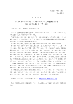 ロンジンワールドベストレースホースランキングの発表について
