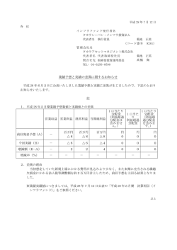 業績予想と実績の差異に関するお知らせ