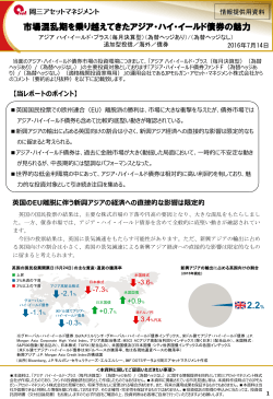 市場混乱期を乗り越えてきたアジア・ハイ・イールド債券の魅力