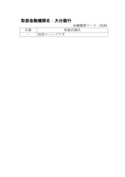 取扱金融機関名：大分銀行