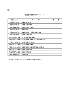 別紙7 スケジュール 内 容 備 考 平成28年7月15日 募集要項の公表