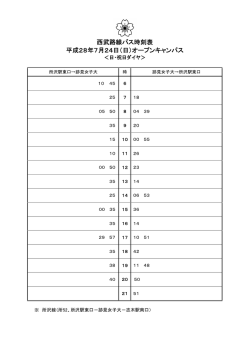 西武路線バス時刻表 平成28年7月24日（日）オープンキャンパス