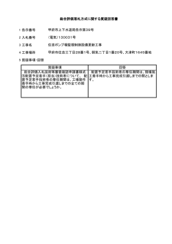 1 告示番号 2 入札番号 3 工事名 4 工事場所 5 質疑事項・回答 総合評価