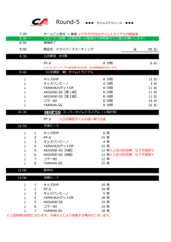7:20 チームごと受付 → 車検 ※アキガセSSはタイムトライアルの組抽選