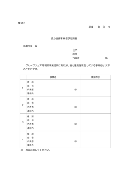 様式5 平成 年 月 日 協力連携事業者予定調書 那覇市長 殿 住所 商号