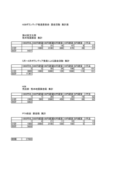 H28ボランティア推進委員会 募金活動 集計表 第42回文化祭 熊本地震