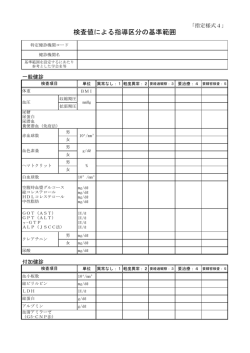 検査値による指導区分の基準範囲