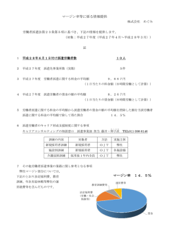 マージン率等に係る情報提供 マージン率 14．5
