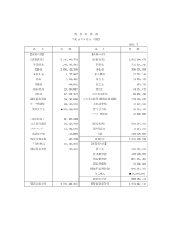 貸 借 対 照 表 平成 年3 月 日現在 単位：円 科 目 金 額 科 目 金 額