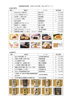 福島県観光物産館 平成28年6月度 売上人気ベスト10 【お菓子部門