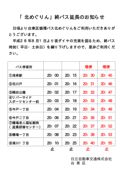北めぐりん 1浅草駅～8橋場一丁目のダイヤはこちら（PDF：6KB）