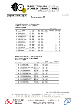 http://ringring-keirin.jp Communiqu&eacute; 39 Japan Track Cup II