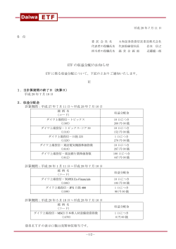 【ETFの収益分配のお知らせ】を各ファンドの