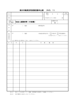 柳井市職員採用試験受験申込書 （NO．1） 社会人経験者等（行政職）