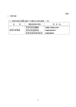 - 2 - 別紙 Ⅰ．答申内容 （1）記録作成等の措置 を講ずべき無形文化財の