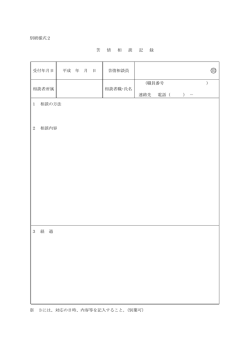 別紙様式2 苦 情 相 談 記 録 受付年月日 平成 年 月 日 苦情相談員 印