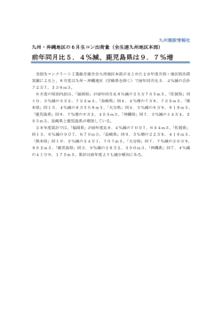 前年同月比5．4％減、鹿児島県は9．7％増