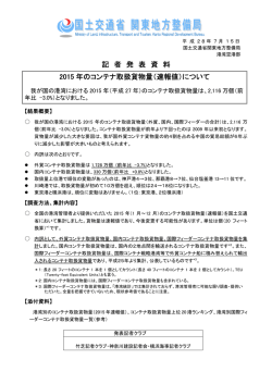 記 者 発 表 資 料 2015 年のコンテナ取扱貨物量（速報値）について