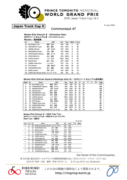 Japan Track Cup II Communiqu&eacute; 47-49
