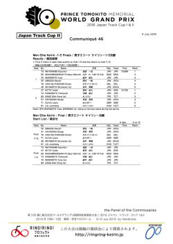 http://ringring-keirin.jp Communiqu&eacute; 46 Japan Track Cup II