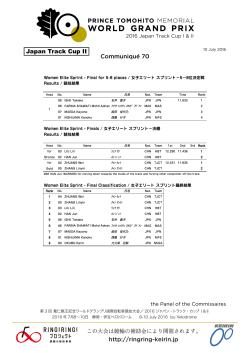 http://ringring-keirin.jp Communiqué 70 Japan Track Cup II