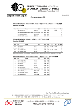 http://ringring-keirin.jp Communiqu&eacute; 70 Japan Track Cup II
