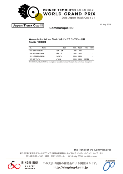 http://ringring-keirin.jp Communiqu&eacute; 60 Japan Track Cup II