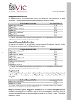 Information zu Pflegeleistungen - Ambulanter Pflegedienst la vie