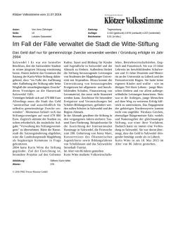 Im Fall der F&auml;lle verwaltet die Stadt die Witte