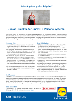 Junior Projektleiter (m/w) IT Personalsysteme