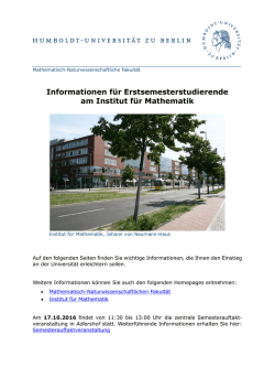 Informationen f&uuml;r Erstsemesterstudierende am Institut f&uuml;r Mathematik