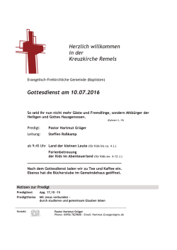 Gottesdienst am 10.07.2016 - Evangelisch