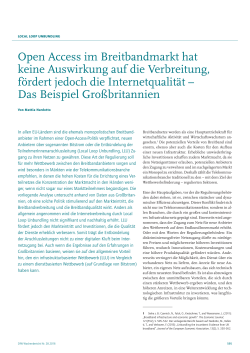 Open Access im Breitbandmarkt hat keine Auswirkung auf die