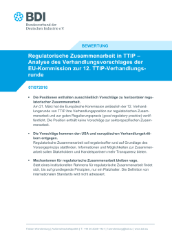 Regulatorische Zusammenarbeit in TTIP – Analyse des