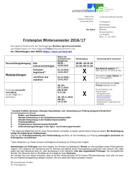 Fristenplan Wintersemester 2016/17