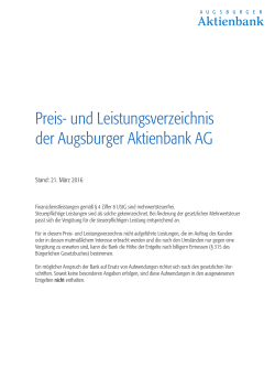 Preis- und Leistungsverzeichnis der Augsburger Aktienbank AG