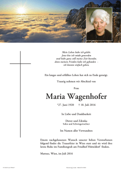 Maria Wagenhofer - Bestattung Lesiak