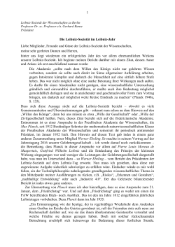 Bericht - Leibniz-Sozietät der Wissenschaften zu Berlin eV