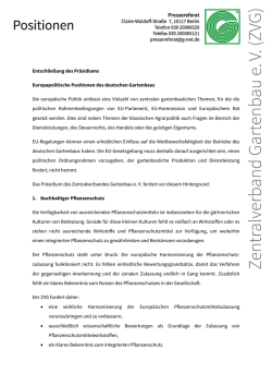 Entschließung des Präsidiums Europapolitische Positionen des