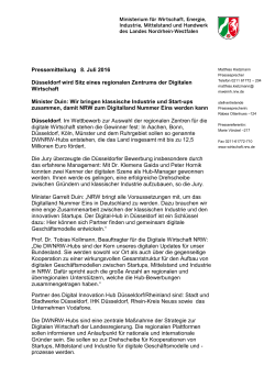 Pressemitteilung des NRW-Wirtschaftsministeriums