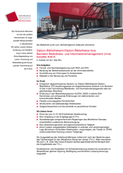 Diplom-Bibliothekarin/Diplom-Bibliothekar bzw. Bachelor Bibliotheks