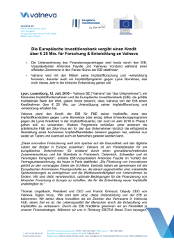 Die Europäische Investitionsbank vergibt einen Kredit