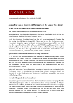 Jacqueline Lugner übernimmt Management der Lugner Kino GmbH