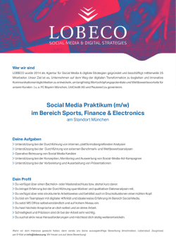 Social Media Praktikum (m/w) im Bereich Sports, Finance