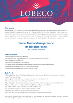 Social Media Manager (m/w) im Bereich Politik