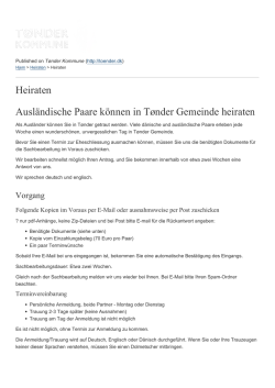 Heiraten - T&oslash;nder Kommune