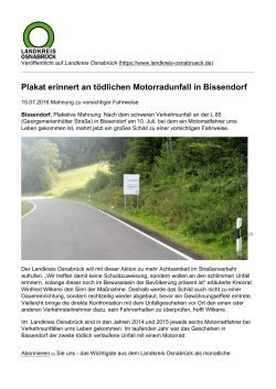 Plakat erinnert an tödlichen Motorradunfall in Bissendorf