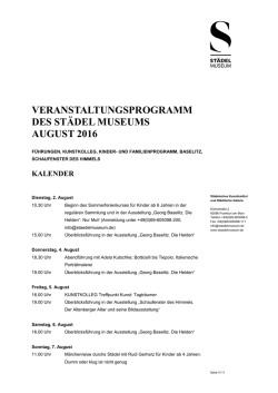 veranstaltungsprogramm des städel museums august 2016