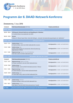 Programm der 8. DAAD-Netzwerk-Konferenz Freitag, 8. Juli 2016