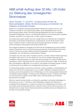 ABB erhält Auftrag über 30 Mio. US